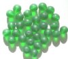 25 10mm Transparent Matte Green Round Glass Beads